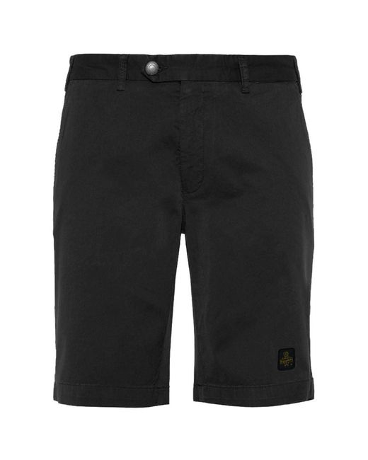 Refrigiwear Black Elegant Bermuda Shorts With Logo Patch for men
