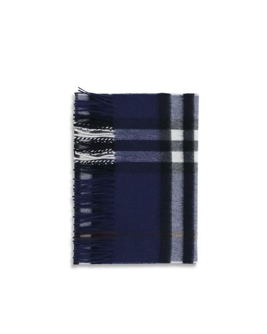 Burberry Blue Cashmere Check Pattern Scarf for men