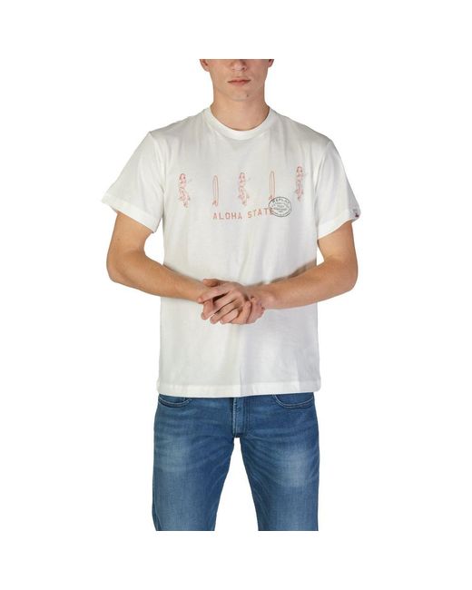 Replay Gray White Cotton T for men