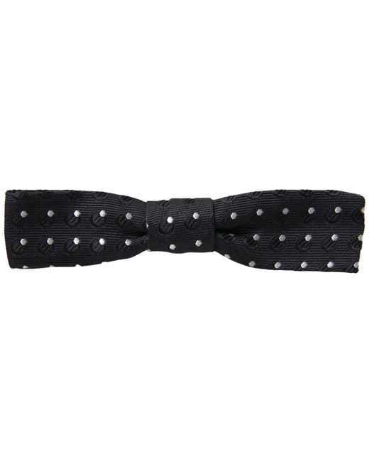 Dolce & Gabbana Black Silk Bow Tie With Metal Clasp By Italian Designer for men