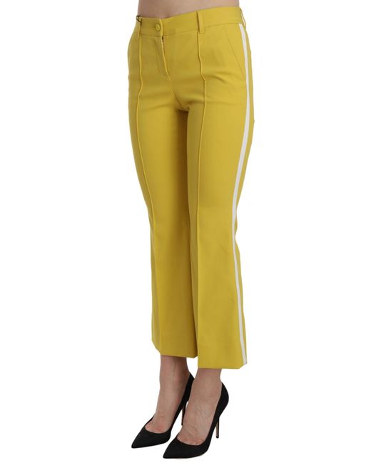 Dolce & Gabbana Yellow Dolce Gabbana Flared Bootcut Capri Cotton Pants