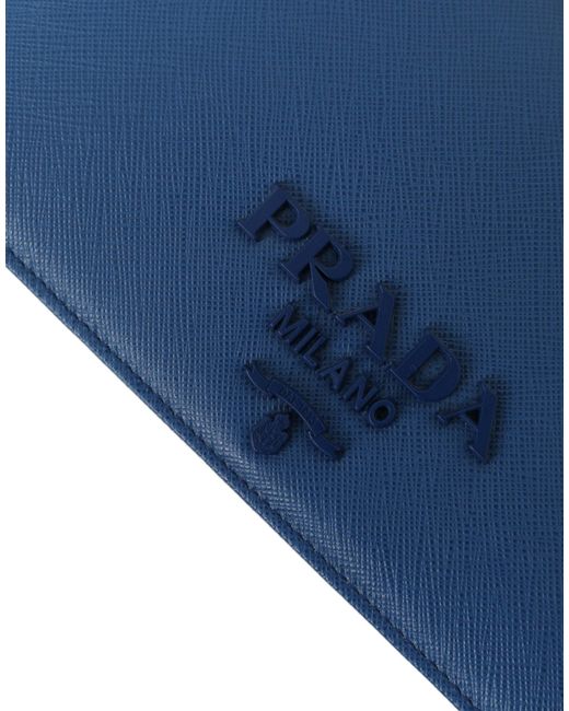 Prada Blue Elegant Monogram Leather Sling Purse
