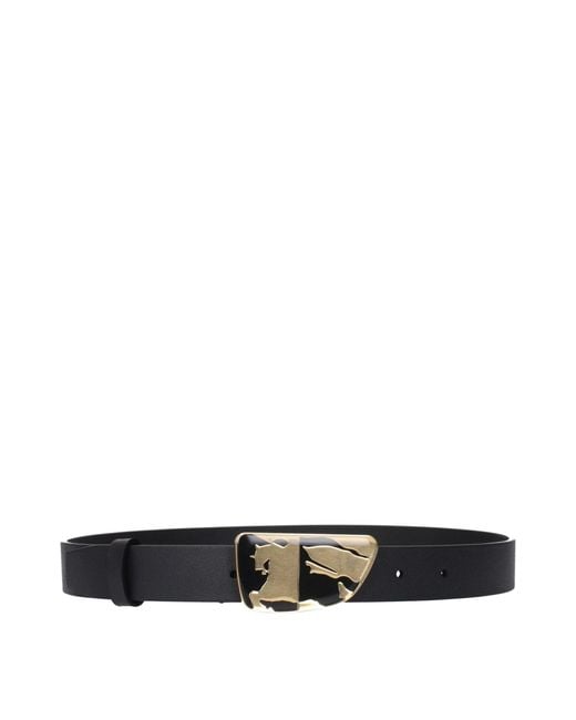 Burberry Black Gray Leather Regular Belt