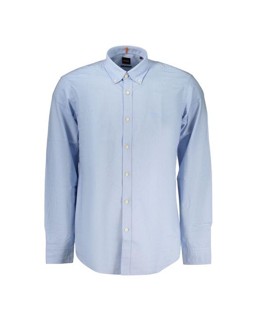 Boss Blue Azzurro Cotton Men Shirt for men