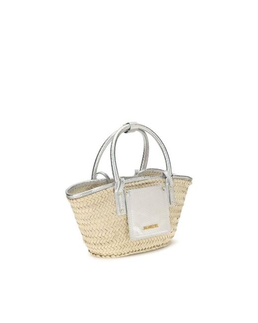 Jacquemus Metallic Beige Raffia Handbag