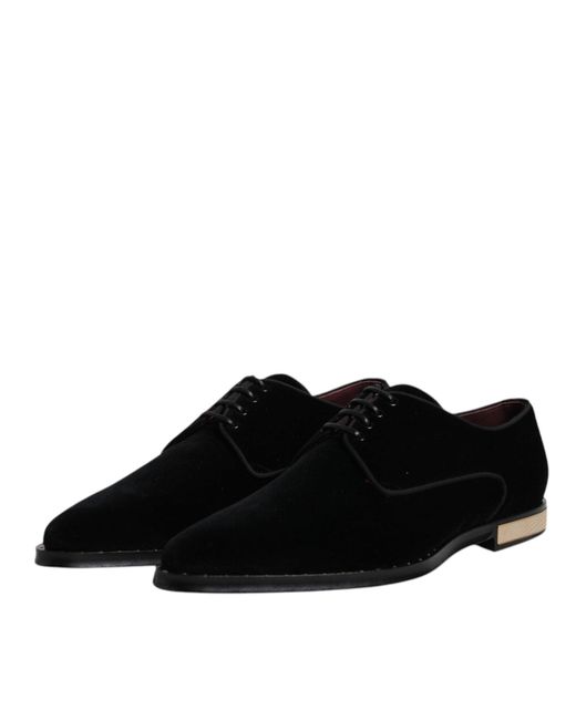 Dolce & Gabbana Black Suede Strass Derby Formal Shoes