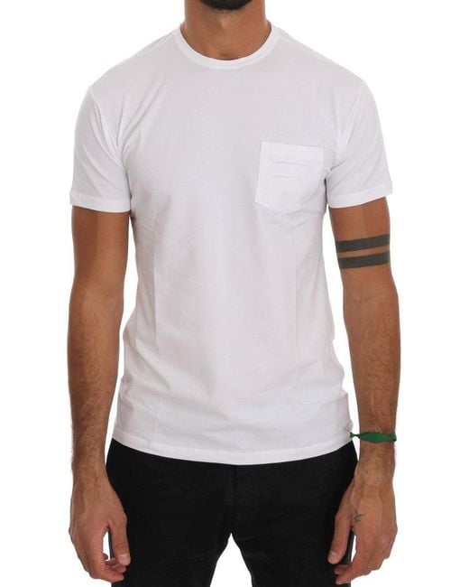 Daniele Alessandrini White Cotton Crewneck T-shirt for men