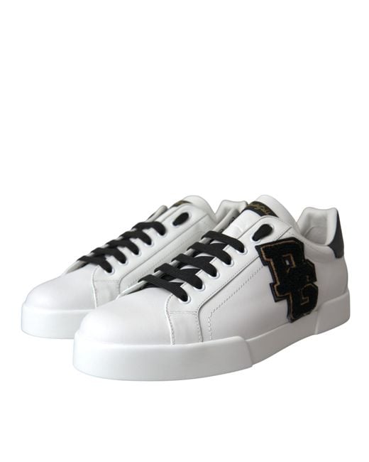 Dolce & Gabbana White Leather Dg Logo Casual Low Top Sneakers Shoes for men