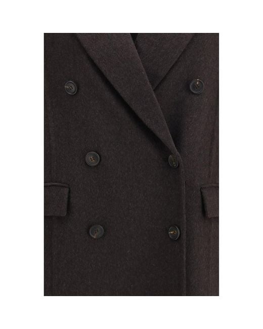 Brunello Cucinelli Black Brown Cashmere Coat