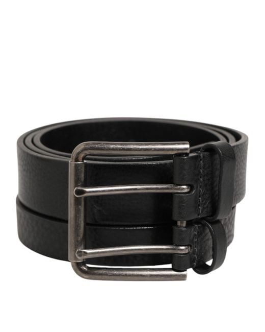 Dolce & Gabbana Black Leather Belt Buckle for men