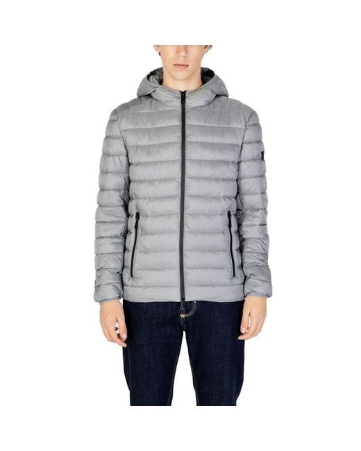 Gianni Lupo Gray Polyamide Coat for men