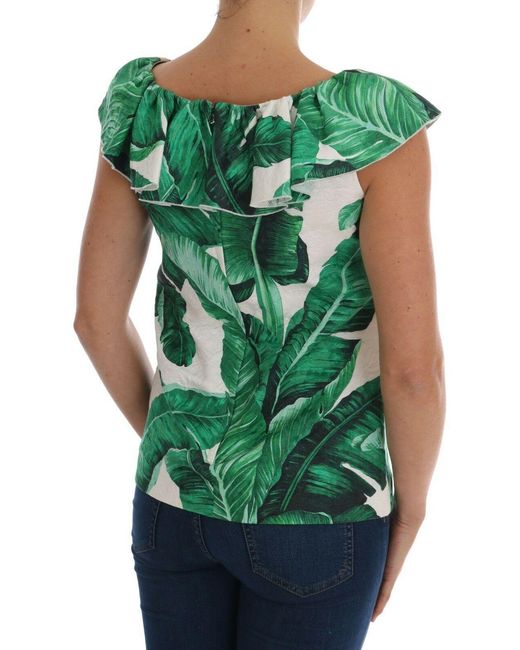 Dolce & Gabbana Green Elegant Sequined Pineapple Blouse