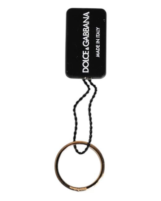 Dolce & Gabbana Metallic Gold Tone Brass Red Crystal Dg Logo Ring for men