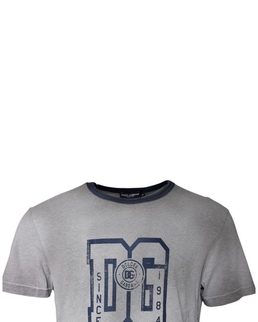 Dolce & Gabbana Gray Crew Neck Tshirt Dg Graphic Tee for men