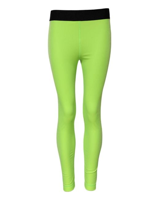 Dolce & Gabbana Green Nylon Slim Fit Leggings Pants
