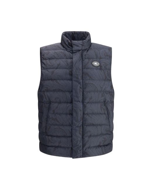 Etro Blue Logo Down Vest for men