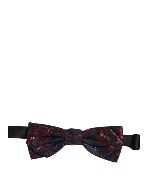 Dolce & Gabbana Black Men Blue Red Paisley Adjustable Neck Papillon Bow Tie for men