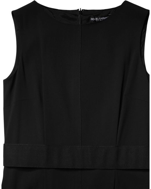 Dolce & Gabbana Black Sleeveless Sheath Knee Length Dress Acetate Viscose Elastane