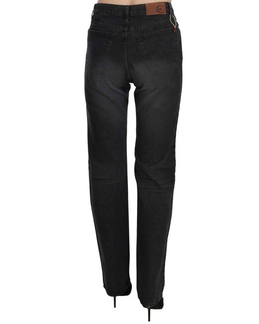 Just Cavalli Just Cavalli Black Washed High Waist Straight Denim Pants Jeans