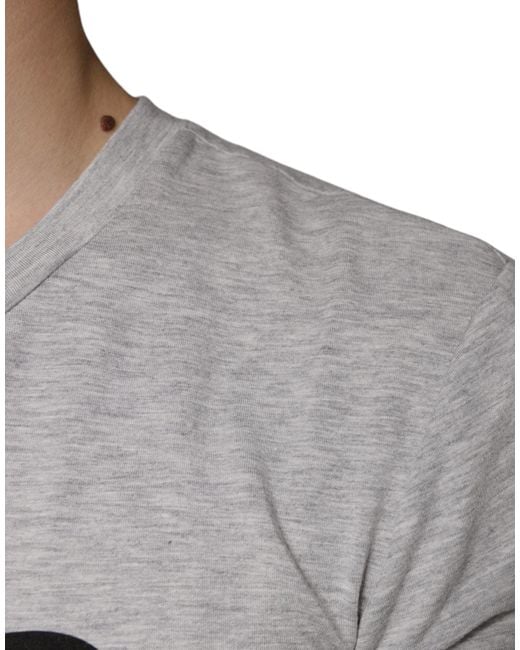 Dolce & Gabbana Gray Logo Print Crewneck Short Sleeve T-Shirt for men