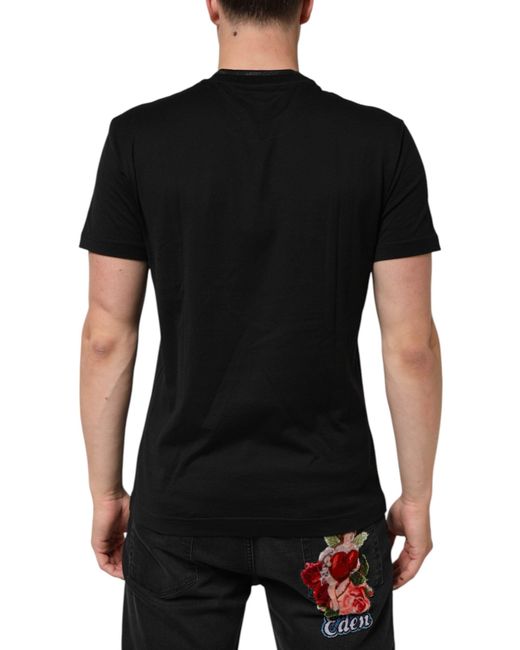 Dolce & Gabbana Black Cotton Embroidered Dg Logo Pocket T for men