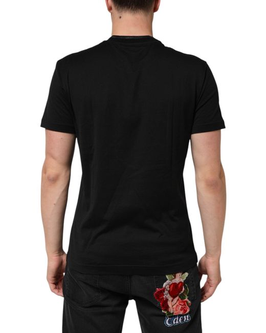 Dolce & Gabbana Black Cotton Embroidered Dg Logo Pocket T for men