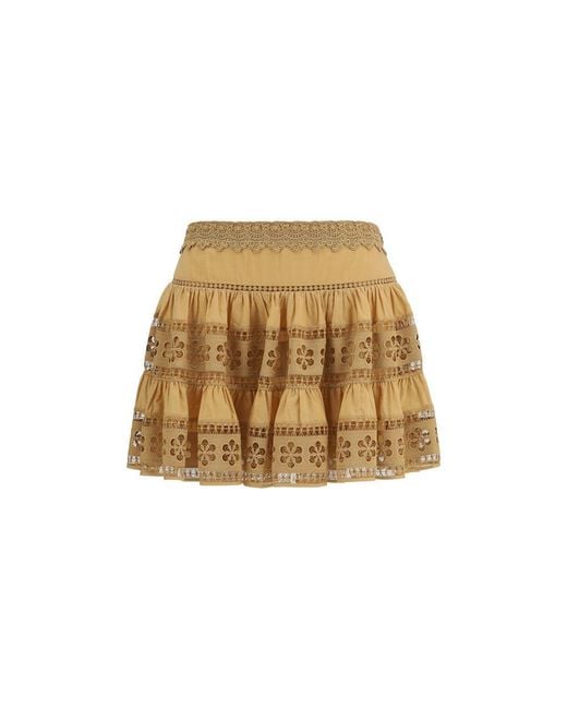 Charo Ruiz Natural Brown Cotton Mini Skirt