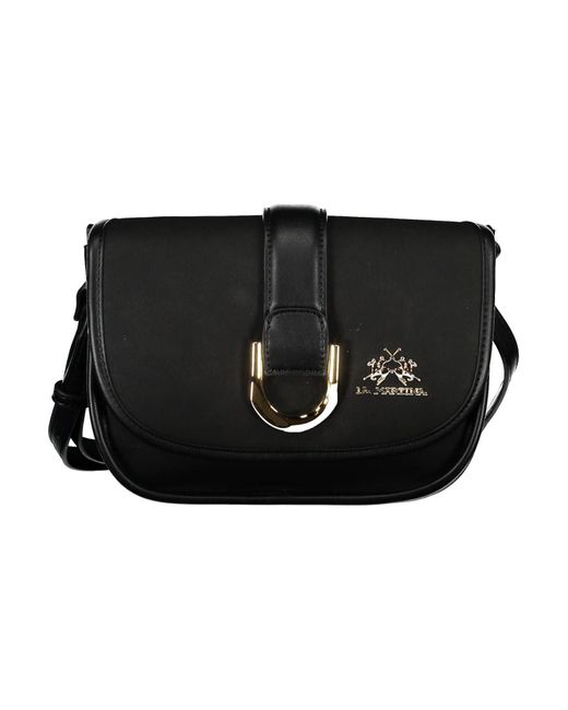 La Martina Black Elegant Contrast Detail Shoulder Bag