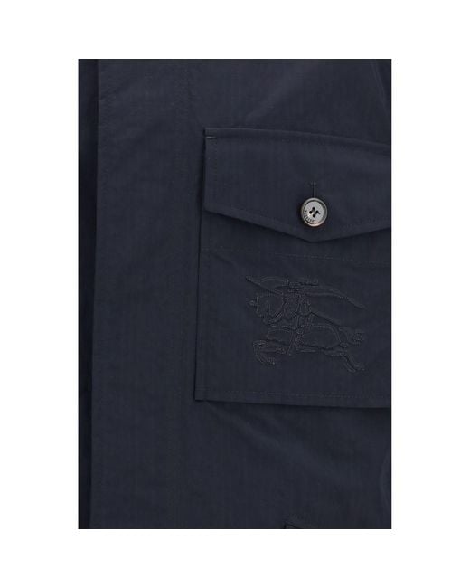 Burberry Blue Polyamide Coat for men