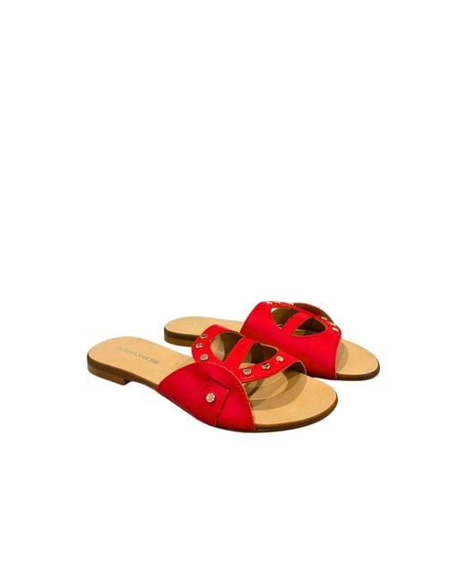 Borbonese Red Leather Sandal