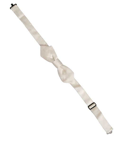 Dolce & Gabbana Men White 100% Silk Adjustable Neck Papillon Bow Tie for men