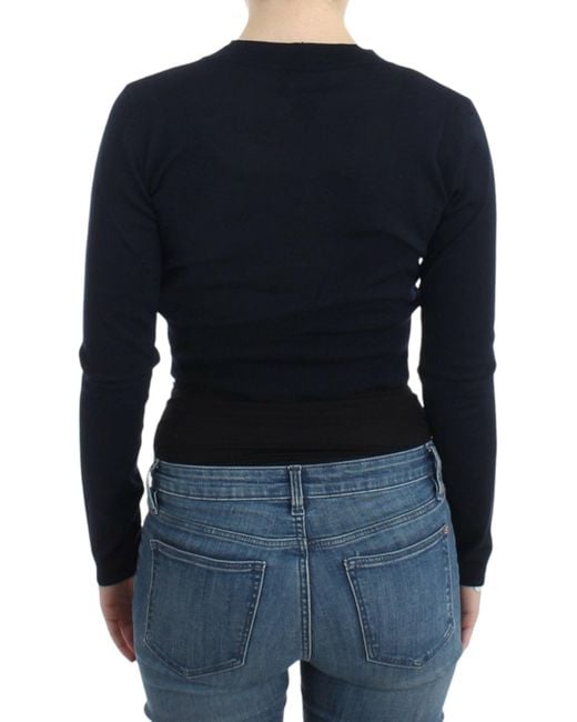 Roberto Cavalli Black Elegant Cropped Virgin Wool Cardigan