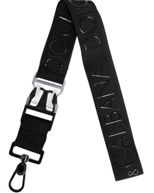 Dolce & Gabbana Black Stretch Polyester Rubberised Dg Logo Keychain for men