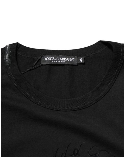 Dolce & Gabbana Black Logo Embroidered Tshirt for men