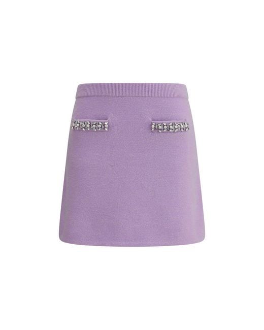 Self-Portrait Purple Knit Miniskirt
