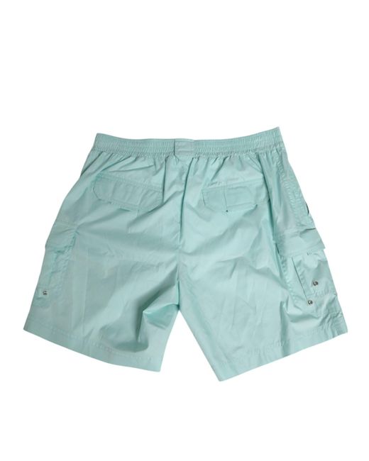 Dolce & Gabbana Blue Aqua Polyester Beachwear Shorts Swimwear Aquamarine Nylon for men