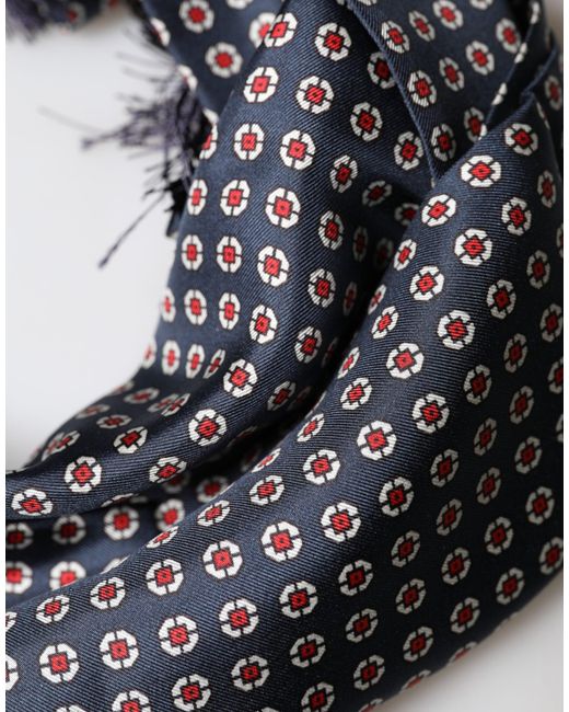 Dolce & Gabbana Gray Patterned Fringes Neck Foulard Scarf for men