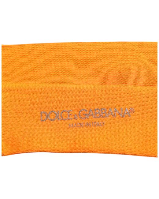 Dolce & Gabbana Orange Cotton Logo Over The Calf Socks for men