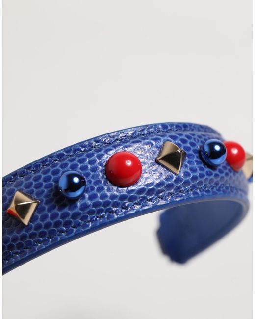 Dolce & Gabbana Blue Embellished Leather Bag Handle Shoulder Strap