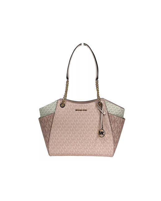 Michael Kors Black Jet Set Large Chain Shoulder Tote Bag Powder Blush Multi