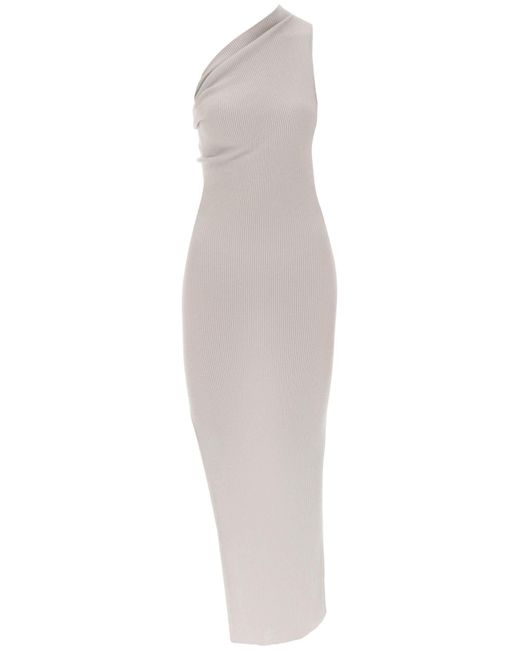 Rick Owens White Knitted One-Shoulder Dress