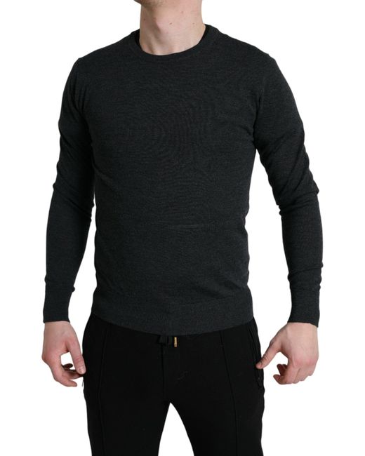 Dolce & Gabbana Black Elegant Wool Pullover Sweater for men