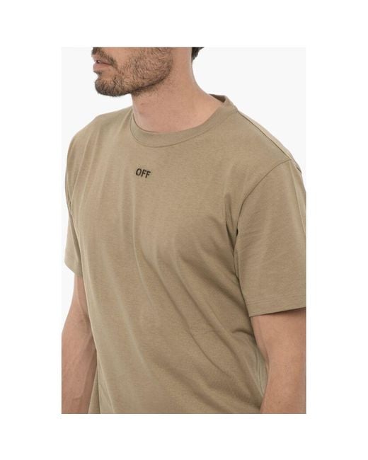 Off-White c/o Virgil Abloh Natural Off- Slim Fit Crew-Neck T-Shirt With Embroide Logo for men