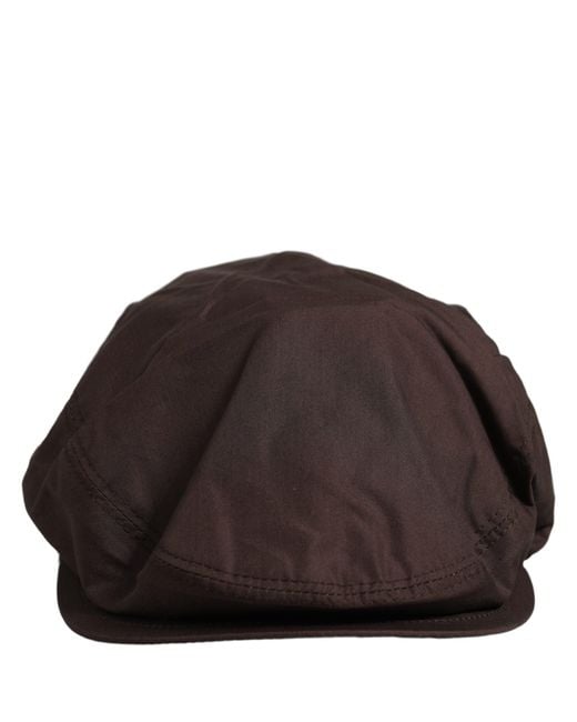 Dolce & Gabbana Black Men Brown Cotton Newsboy Capello Cabbie Hat for men