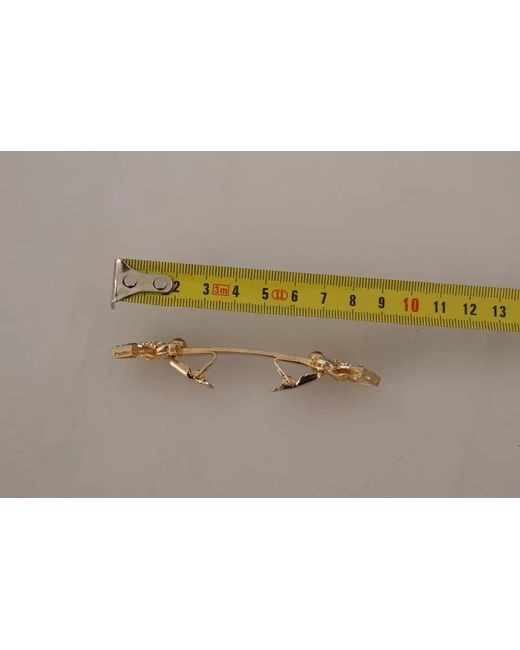 Dolce & Gabbana Black Gold Plated 925 Sterling Silver Crystal Collar Stop Brooch for men