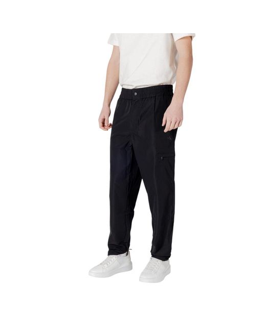 Calvin Klein Black Polyester Casual Pants for men