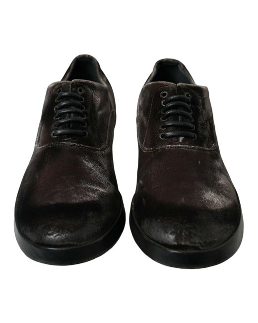 Dolce & Gabbana Black Brown Velvetlace Up Oxford Dress Shoes for men