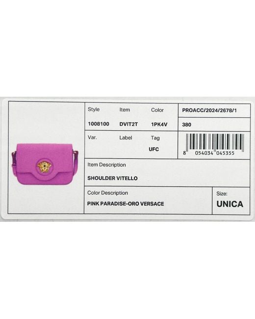 Versace Pink La Medusa Leather Shoulder Crossbody Bag Purse