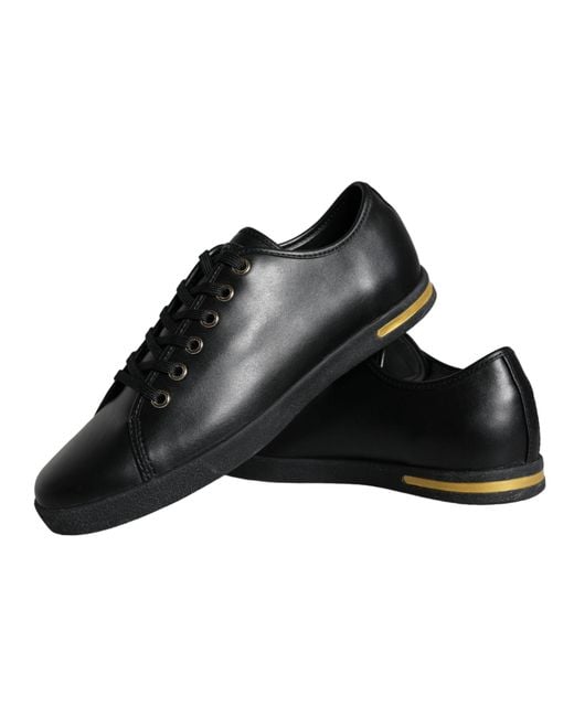 Dolce & Gabbana Black Leather Classic Sneakers Shoes