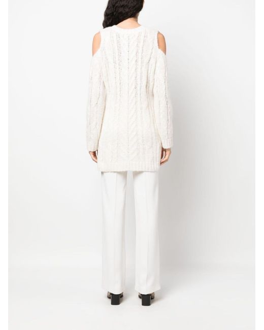 P.A.R.O.S.H. White Off-Shoulder Crochet Jumper